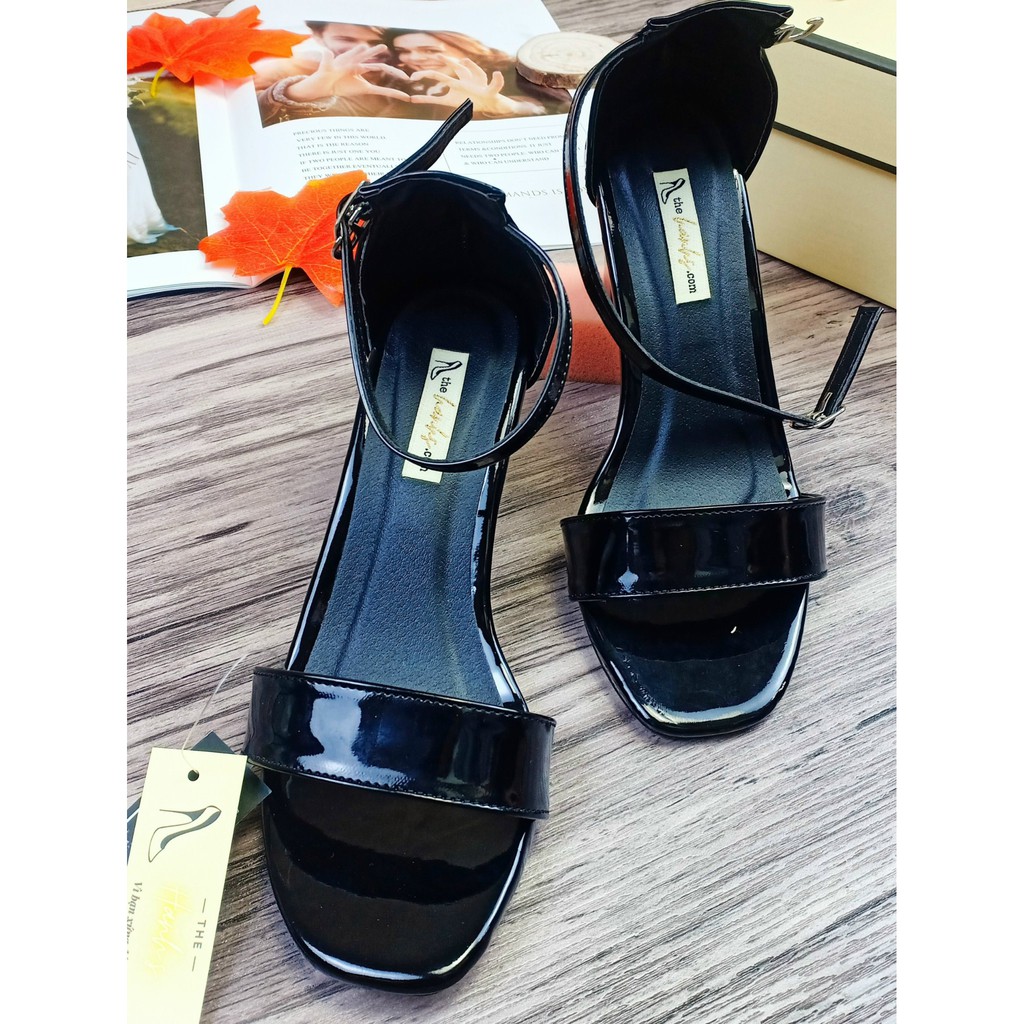 [SALE] Giày cao gót đế trụ 7 phân. Sandal cao gót đế trụ màu đen. Cao gót đế trụ 7 cm