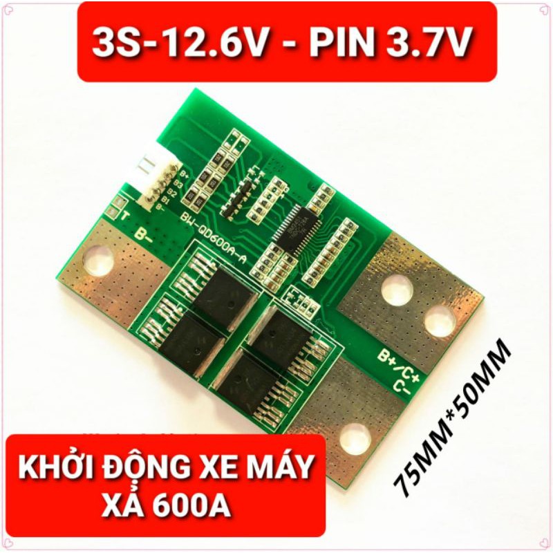 achun.vn - MẠCH BẢO VỆ PIN & KHỞI ĐỘNG XE MÁY 3S-12.6V XẢ 600A