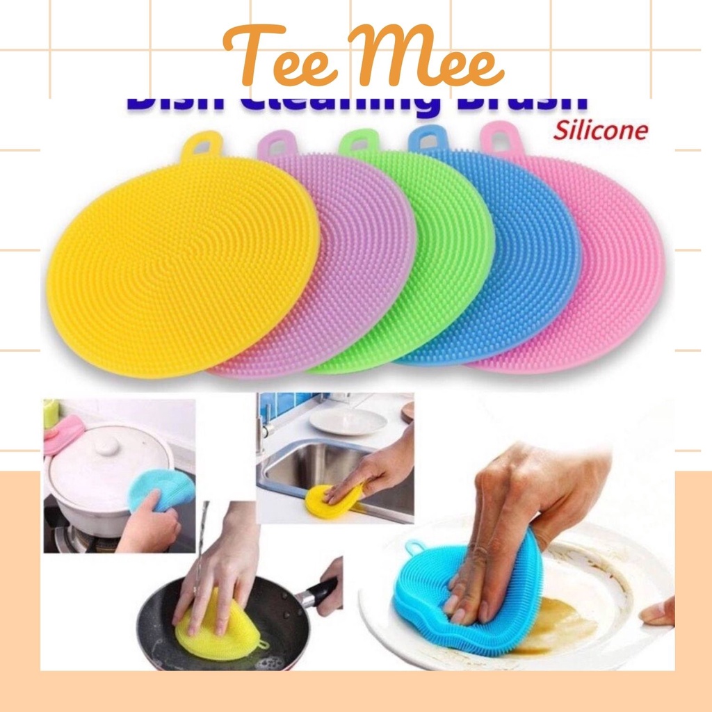 Miếng cọ rửa chén bát silicon tiện dụng - Miếng rửa chén silicon có quai treo thông minh