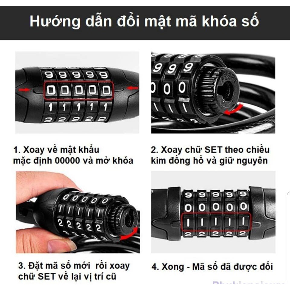 Khóa xe đạp 5 số TONYON dây cáp đổi mã cao cấp