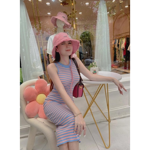 Đầm sọc thun gân body Basic tôn dáng loại 1 RUBYSTORE