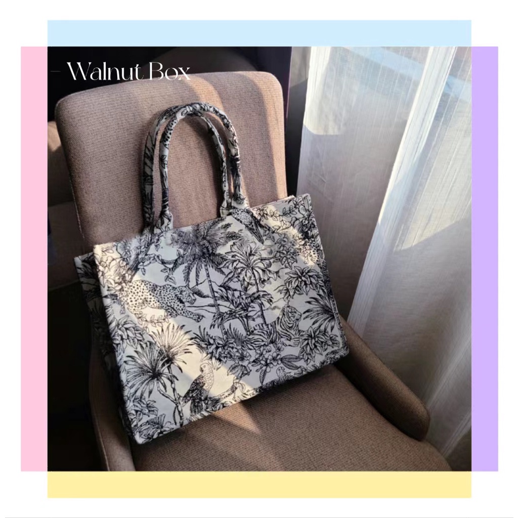 Túi Xách Tote Vải Cotton Lanh Cỡ Lớn Thêu Họa Tiết Đính Ngọc Trai Thời Trang Mới