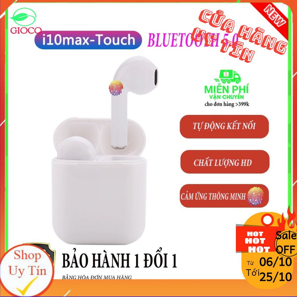 [Mới-Phiên  i10-MAX]-Tai nghe bluetooth i10-MAX TWS V5.0+EDR, tai nghe Bluetooth 5.0 touch cảm ứng-[GIOCO]