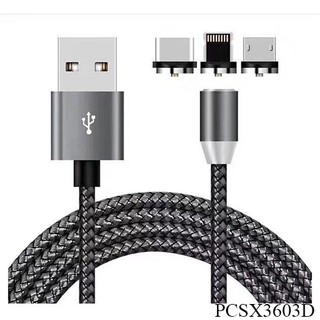 Cáp sạc nam châm 3 đầu Android type c và iPhone 360 độ