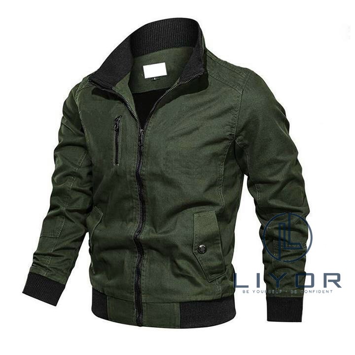 △☑✒Áo khoác kaki nam cổ trụ dạng lính tính - Liyor AKK3001