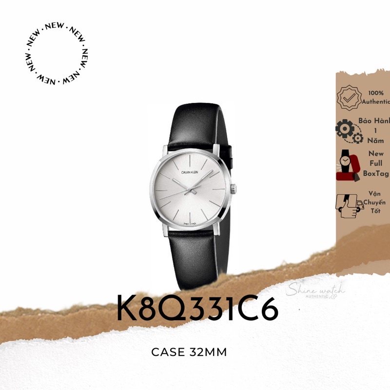 Đồng Hồ Nữ Calvin Klein K8Q331C6 Dây Da Đen Case 32mm
