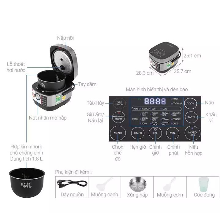 Nồi Cơm Điện Cao Tần Toshiba RC-18IX1PV - Chính hãng | BigBuy360 - bigbuy360.vn