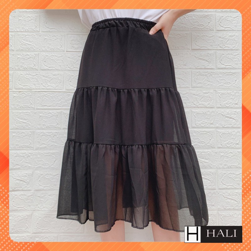 Chân Váy Vintage Nữ Váy Voan Nữ Dáng Dài 2 Lớp siêu Xinh với 2 màu đen trắng | BigBuy360 - bigbuy360.vn