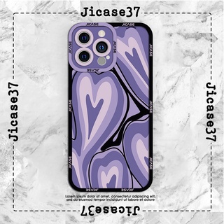 Ốp lưng iphone samsung xiaomi oppo cạnh vuông Jicase trái tim lộn xộn tím đen