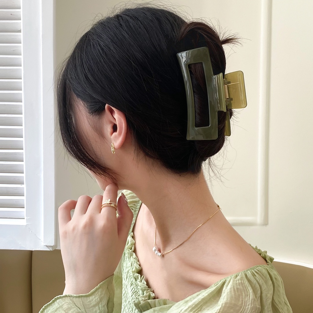 Kẹp Tóc Hình Vuông Cỡ Lớn Màu Trơn Thời Trang Cho Nữ