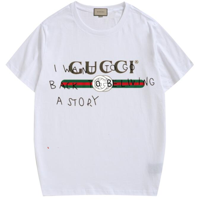 Áo Thun Tay Ngắn Chất Liệu Cotton In Chữ Gucci Thời Trang Cho Nam Nữ