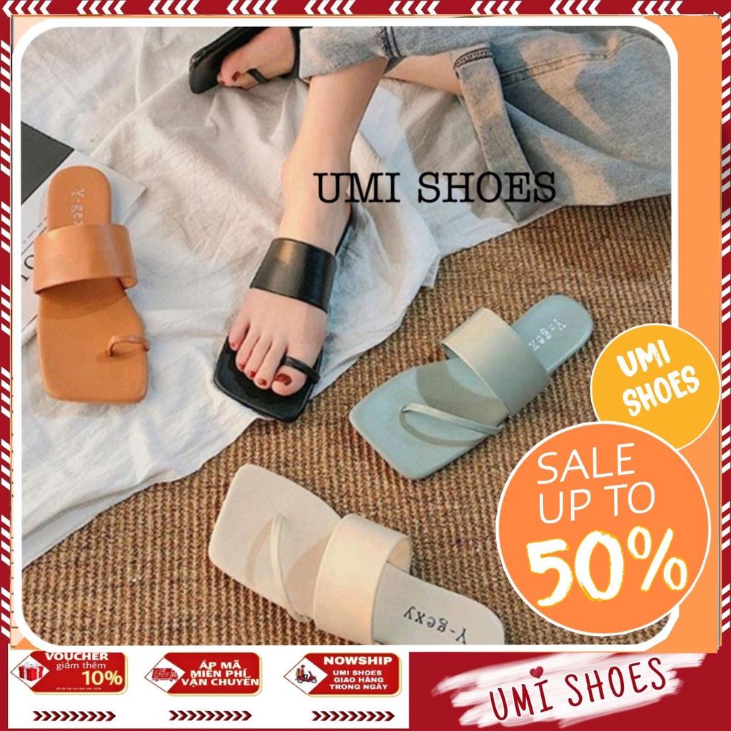 [NOWSHIP] Dép Nữ Lê Đế Bằng Kẹp Tông Xỏ Ngón Mới KOKAK Hot Trend Thời Trang Mũi Vuông Kẹp Xỏ Ngón đi chơi biển xinh đẹp