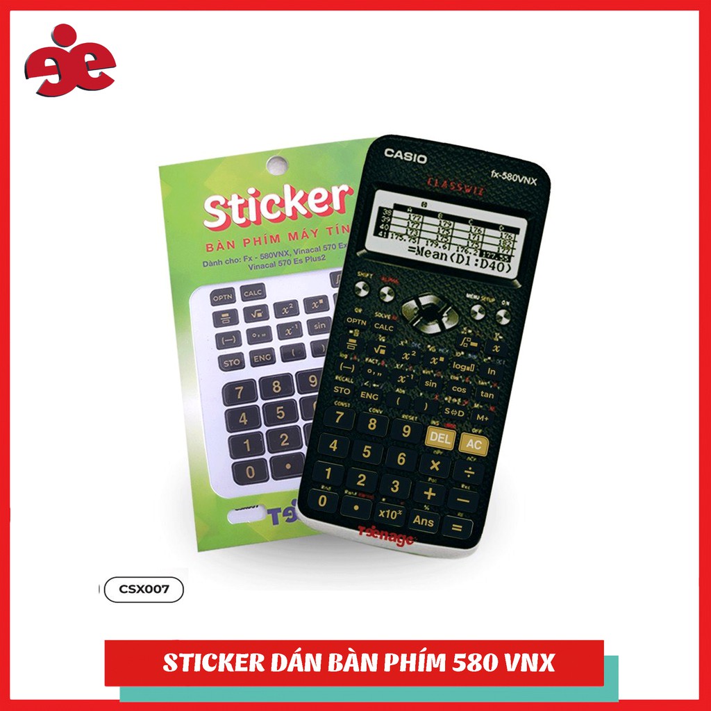 Sticker decal bàn phím máy tính  Casio fx 580vn x, Vinacal 570esplus