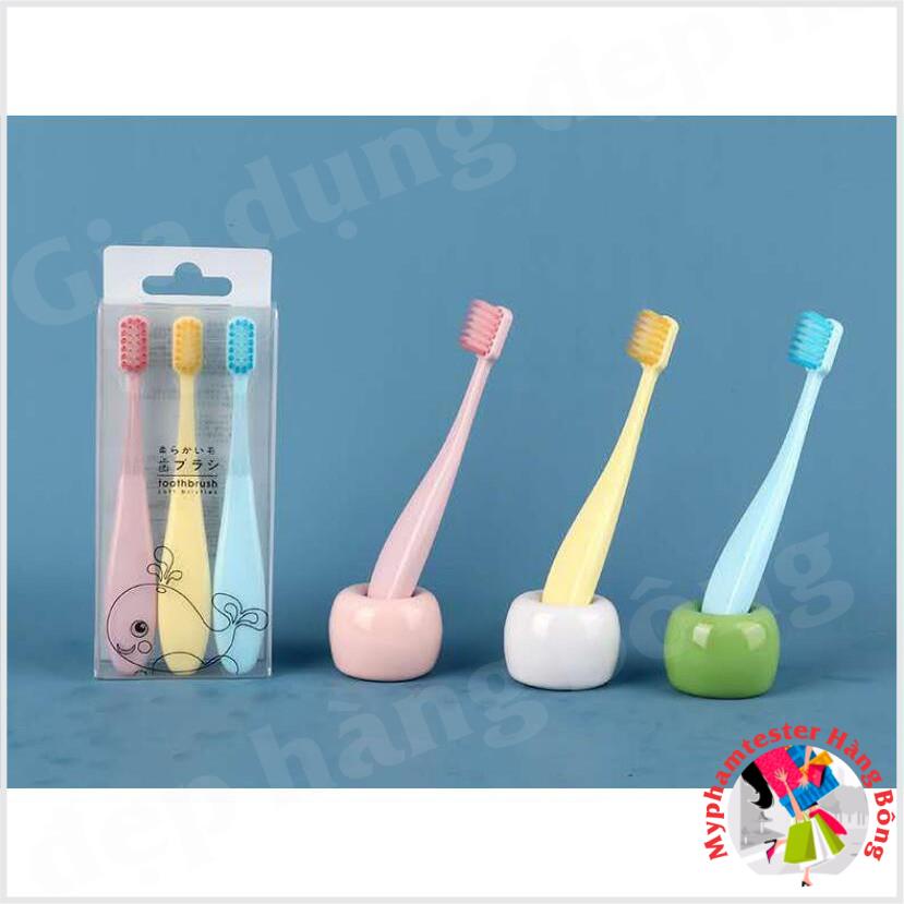 Hộp 3 chiếc bàn chải lông mềm cho bé, hàng xuất Nhật