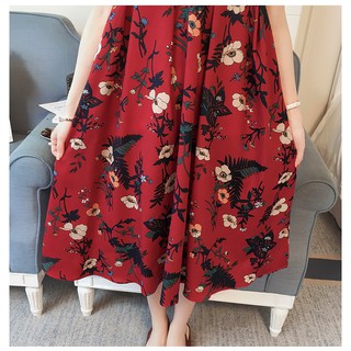 Đầm Bầu Sét Yếm - Đỏ Hoa