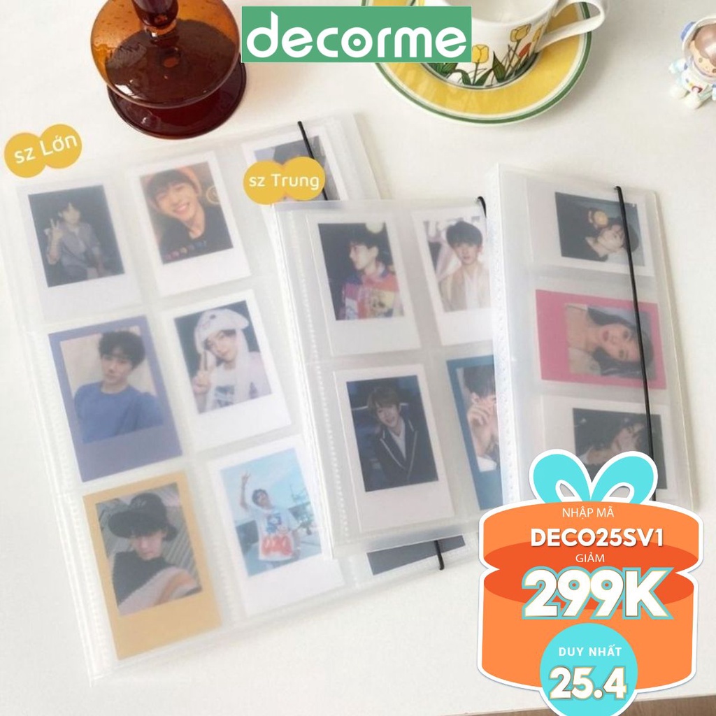 Album Ảnh 3 Inch có dây buộc DecorMe Sổ lưu trữ ảnh ô trong suốt tiện dụng SML