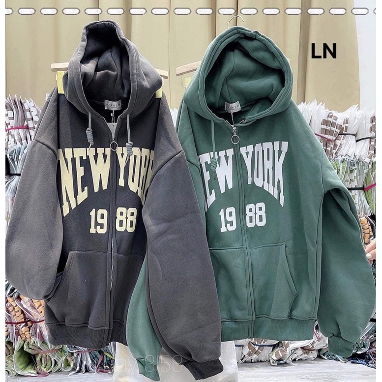 Áo khoác nỉ NEW YORK 1988 mũ 2 lớp TH6