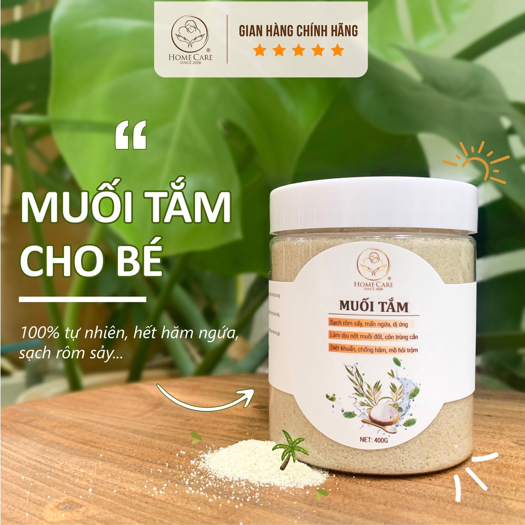 Muối tắm bé thảo dược Home Care từ thiên nhiên sạch rôm sảy tăng đề kháng cho bé - hộp 400g