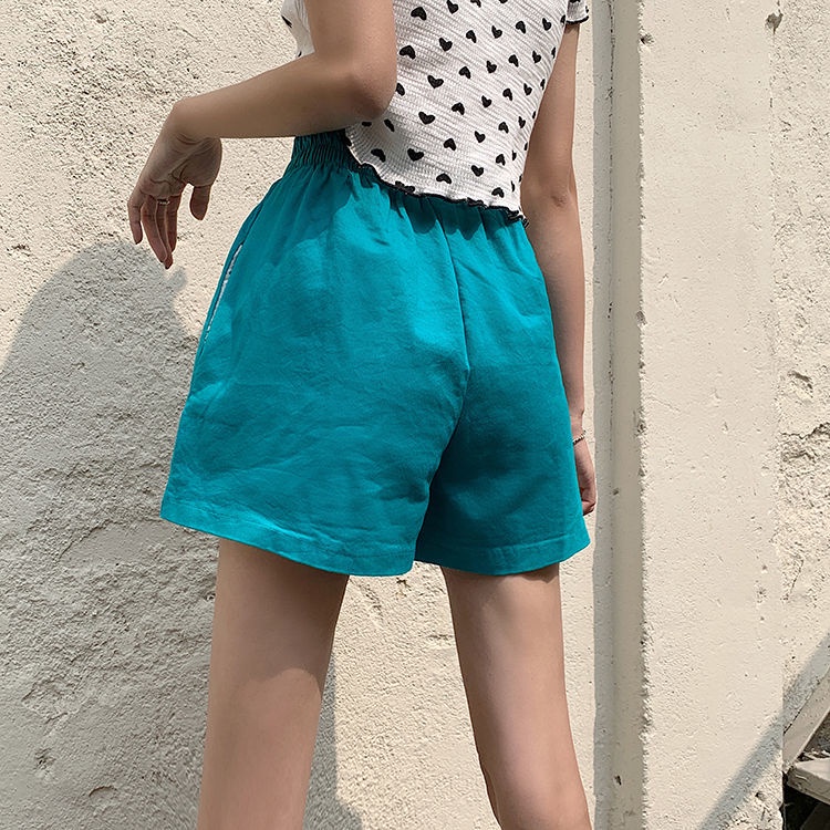 Quần Short Lưng Thun Ống Rộng Lưng Cao Co Giãn Mẫu Mới Mùa Hè Phong Cách Hàn Quốc Cho Nữ