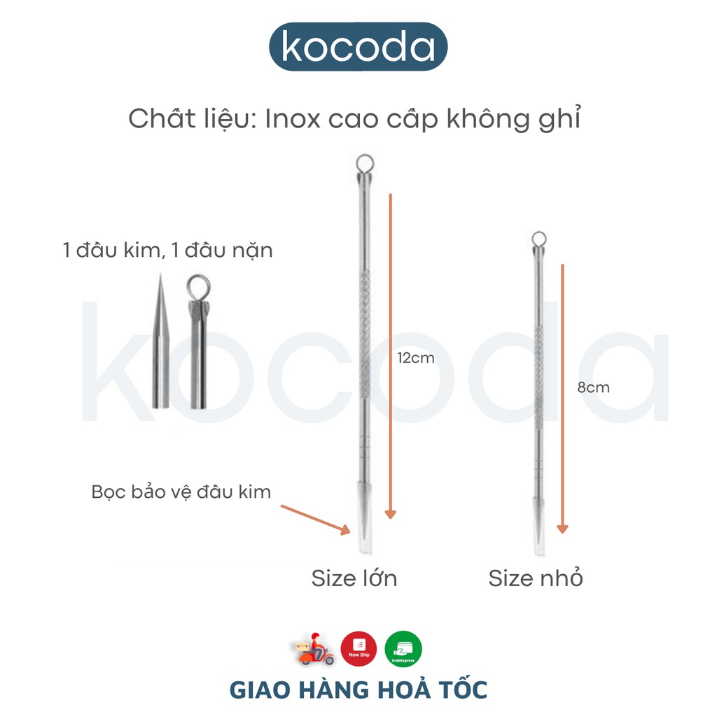 Cây nặn mụn 2 đầu cao cấp Inox không ghỉ KOCODA