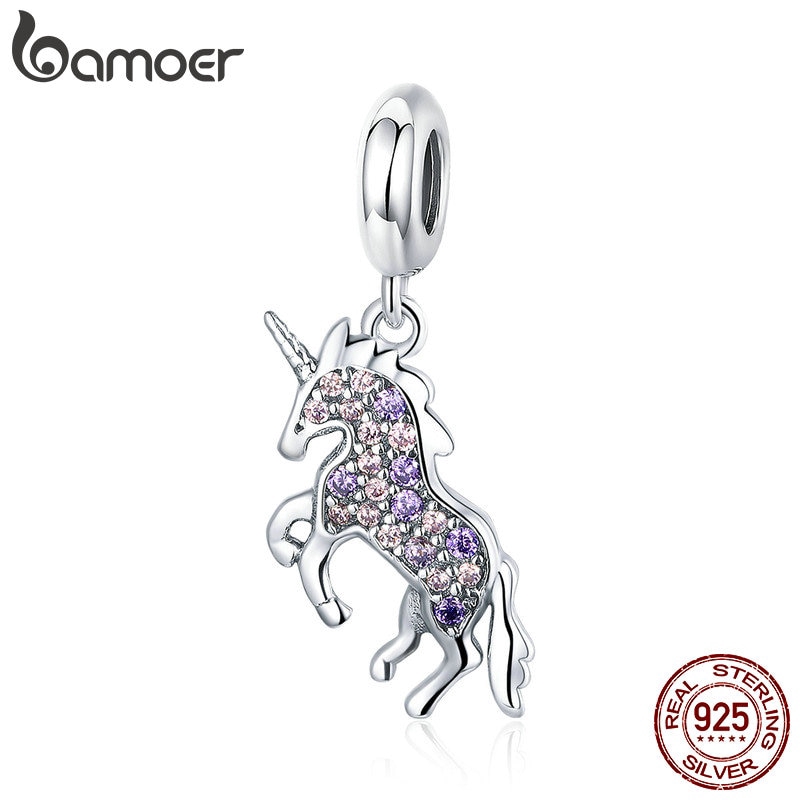 Mặt Dây Chuyền Bamoer SCC996 Bằng Bạc 925 Đính Đá Cubic Zirconia Hình Ngựa Một Sừng