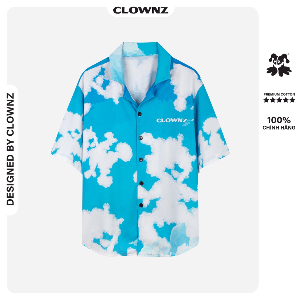 Áo sơ mi local brand unisex Clownz Cloudz Shirt họa tiết mây trời, form rộng, chất kate mịn, dáng tay lỡ | BigBuy360 - bigbuy360.vn