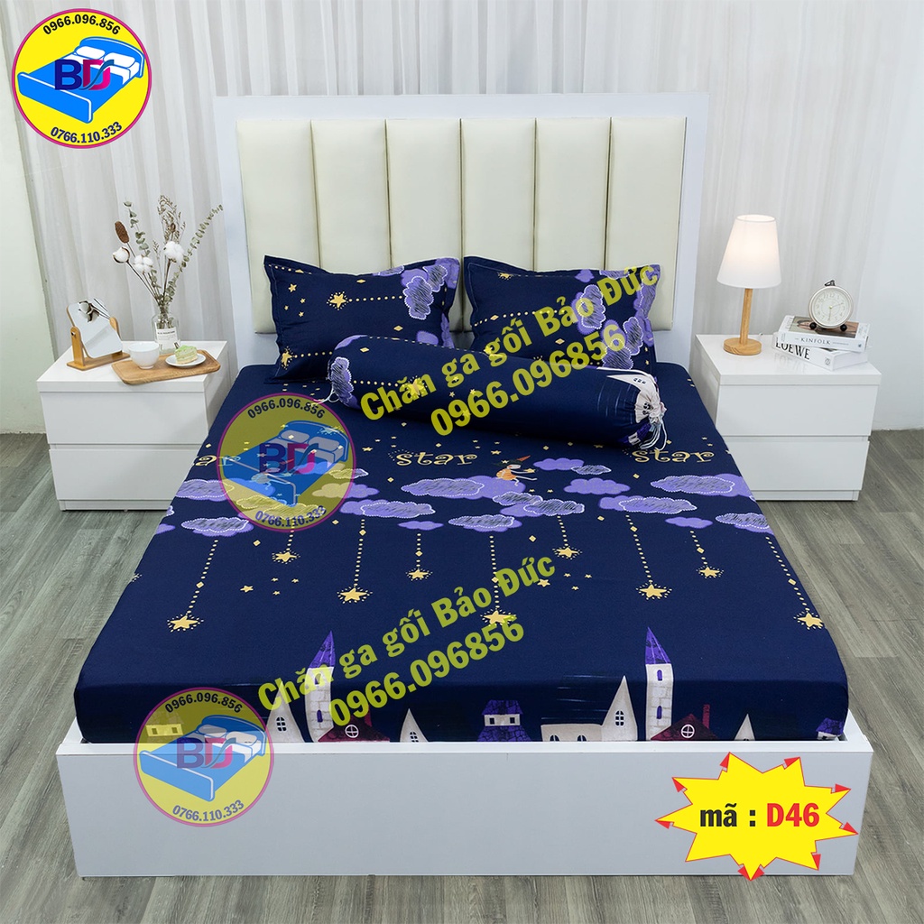 Bộ ga giường , ga bo chun bọc xung quanh chắc chắn ( gồm 4 món )