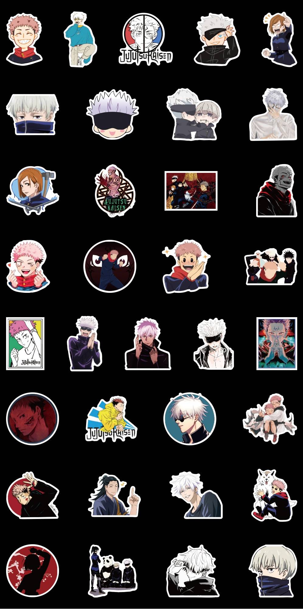 Bộ 100 Miếng Dán Trang Trí Chống Thấm Nước Hình Đáng Yêu Anime Jujutsu Kaisen Stickers Laptop Bicycle Guitar Skateboard Sticker Kid DIY Graffiti Waterproof stikers Toy Itadori Yuuji Gojou Satoru Fushiguro Megumi Kugisaki Nobara