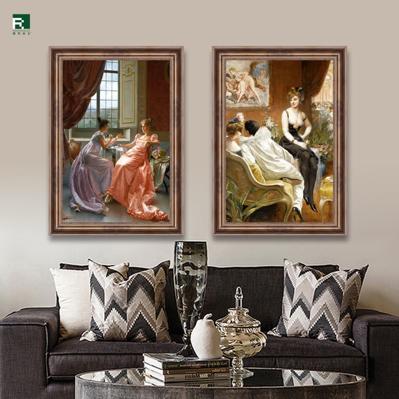 Bức tranh sơn dầu Châu Âu cổ điển cung điện nhân vật trang trí phòng khách nền tường câu lạc bộ lý luận