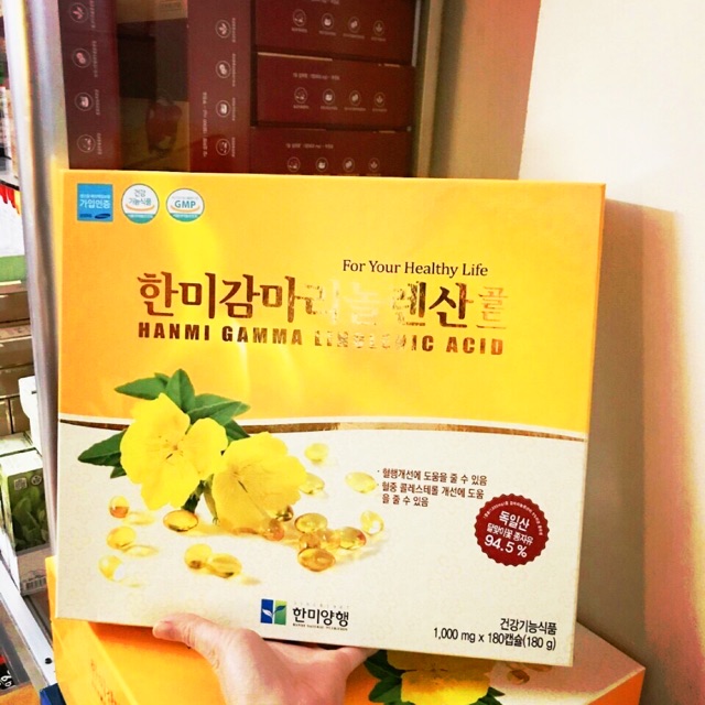 Tinh Dầu Hoa Anh Thảo Hanmi Gamma Linolenic Acid Hàn Quốc Cân Bằng Nội Tiết Tố HỘP 180 VIÊN