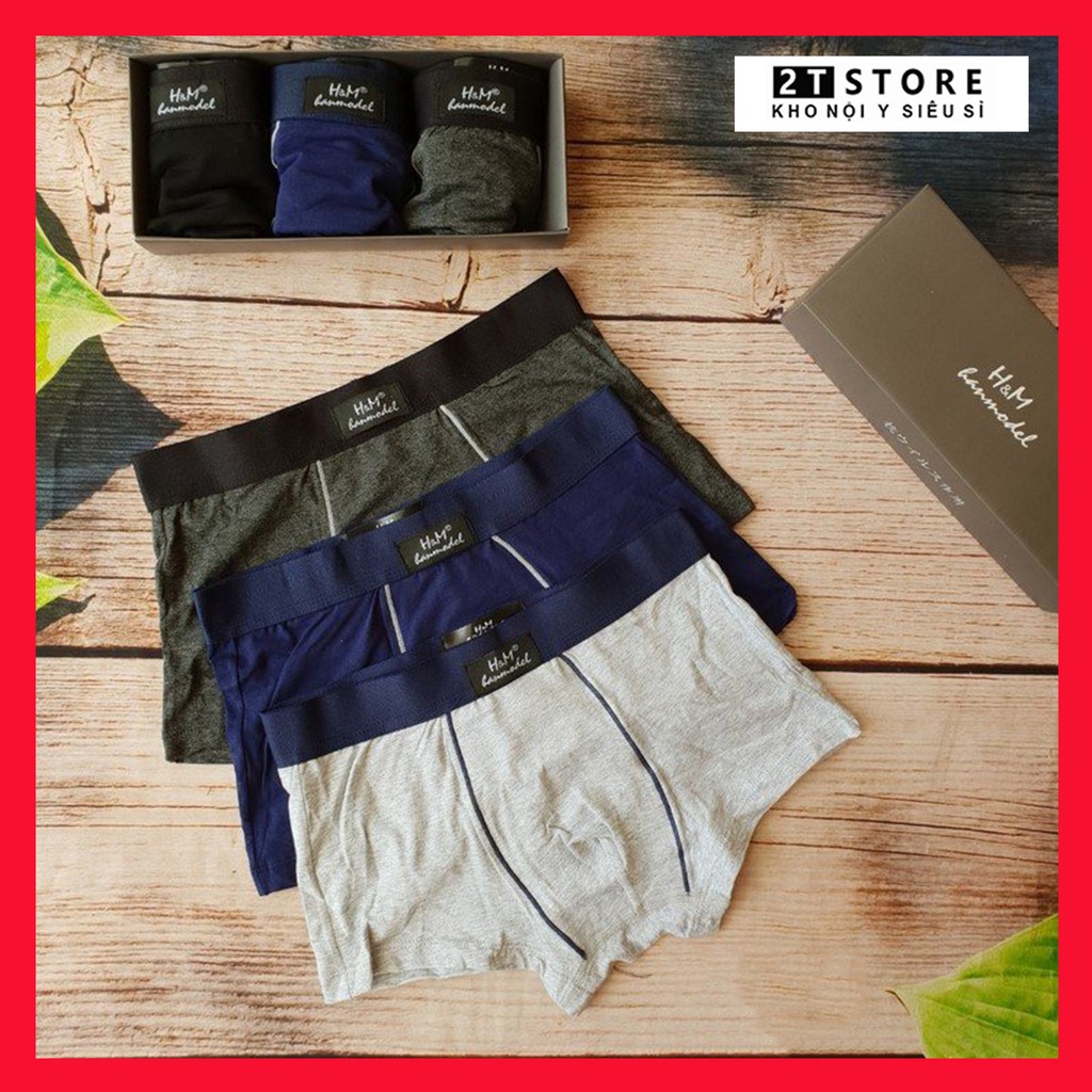 Hộp 3 Quần Lót Boxer Đùi Nam Kẽ Sọc Nam Tính Mạnh Mẽ 2594