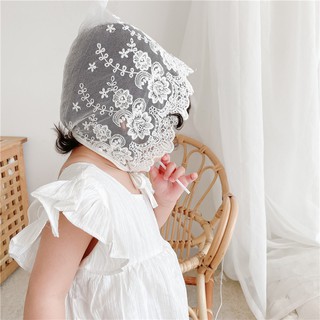 Mũ trùm tiểu thư hoa thêu dành cho bé gái đầy tháng, thôi nôi 0-9M