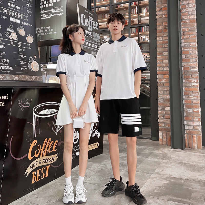Áo Thun polo Ngắn Tay In Hình Mặt Trăng Phong Cách Preppy Mùa Hè Cho Nam Và Nữ