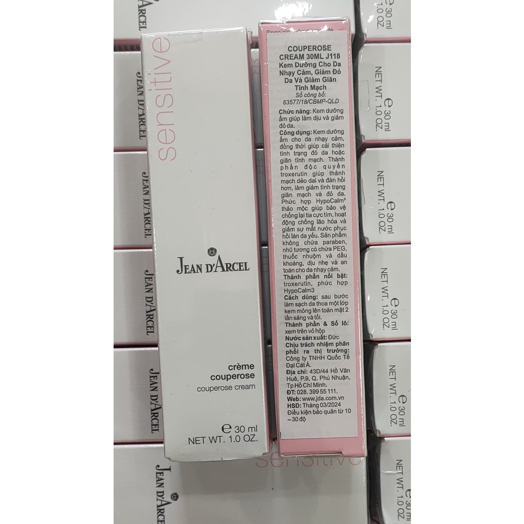 Kem dưỡng cho da nhạy cảm, giảm đỏ, giãn tĩnh mạch Jean D’Arcel Couperose Cream