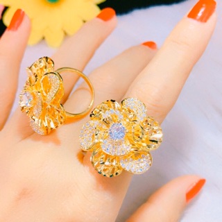 Nhẫn nữ kiểu hoa xoáy màu vàng 18 cao cấp