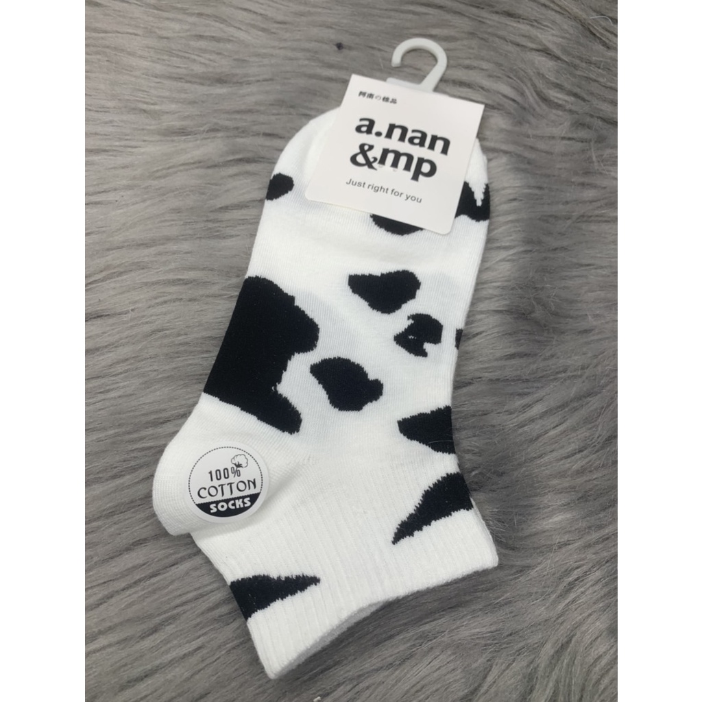 Vớ nữ cổ ngắn , hình bò sữa , phong cách Hàn Quốc , dễ thương , ảnh thật , bảo đảm giao đúng hàng