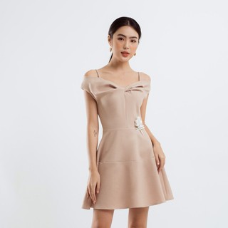 Đầm bẹt vai xoắn ngực edini - d1237