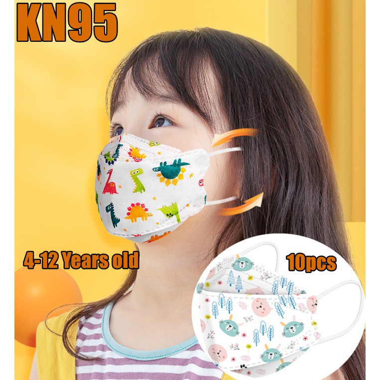 10pcs KN95cho bé 4-12 years old children face mask disposable cartoon pattern 3D baby fish mask with four layers of protection | BigBuy360 - bigbuy360.vn