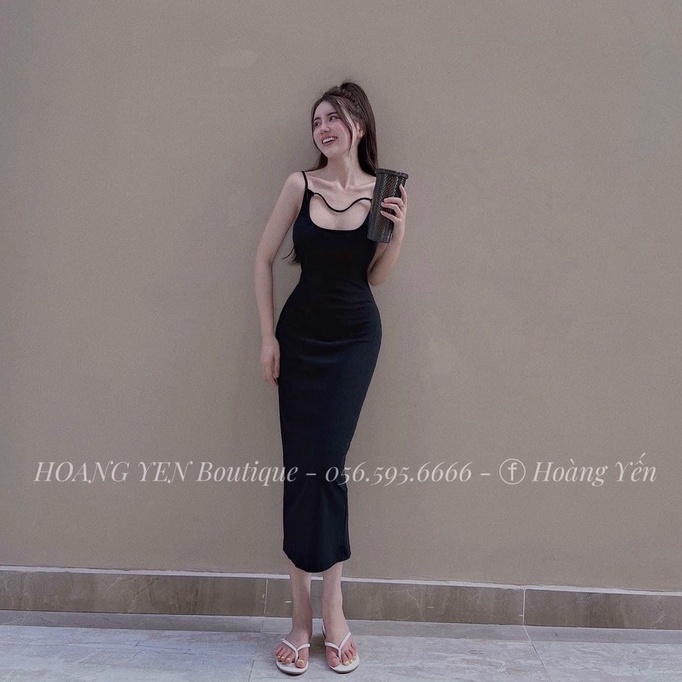 Đầm 2 dây ôm body dáng dài kiểu 1 dây ngang ngực cực hot  , chất thun gân mềm mát ly alohashop91