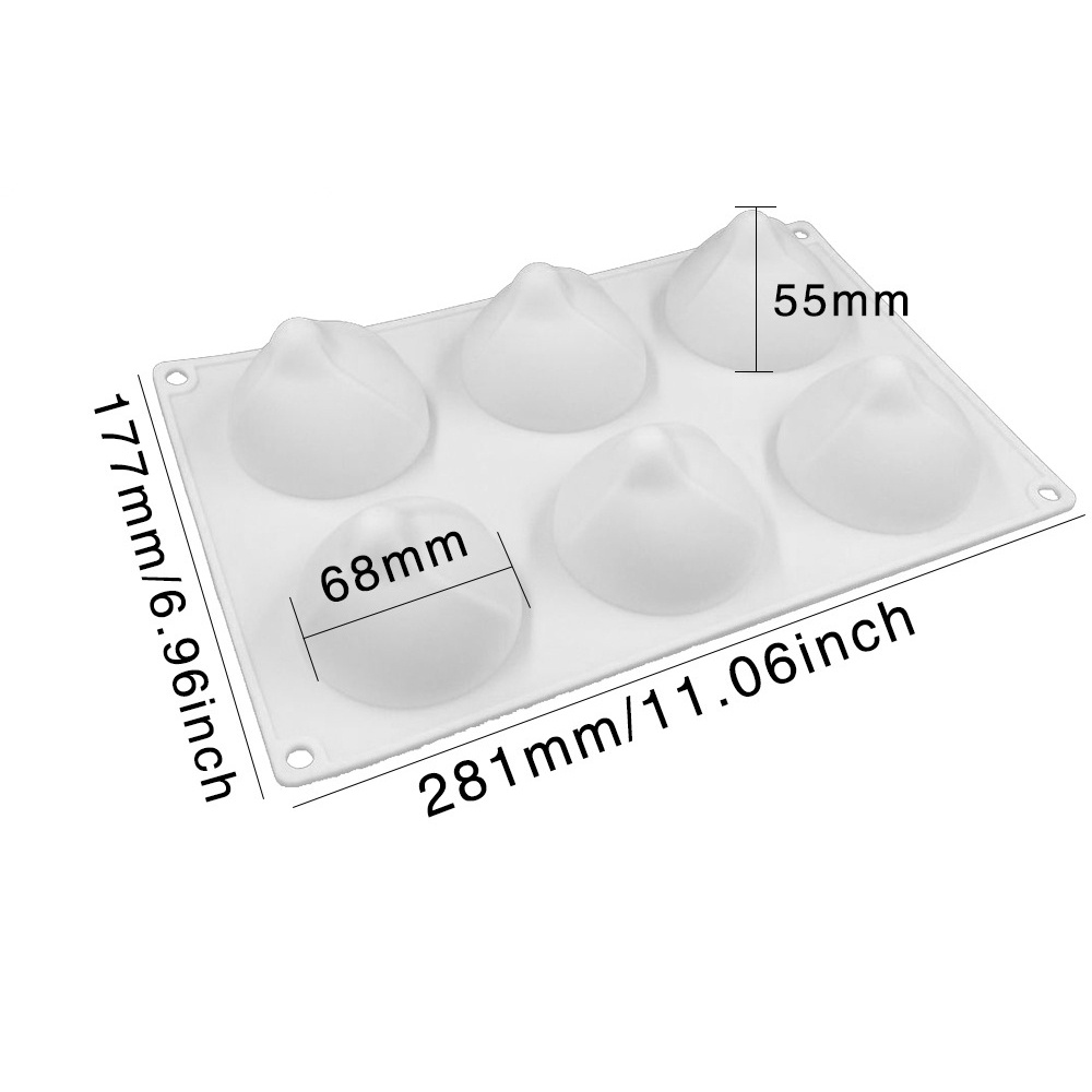 Khuôn Silicone 6 Ngăn Làm Bánh Mousse Hình Nón Giáng Sinh