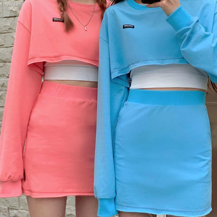 Bộ Áo Sweater + Chân Váy Ngắn Thể Thao Thời Trang Xuân Thu 2021 Cho Bé