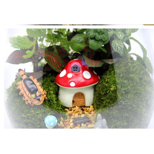 Nhà nấm mô hình mini trang trí terrarium, sen đá, tiểu cảnh 1,5x1,6cm