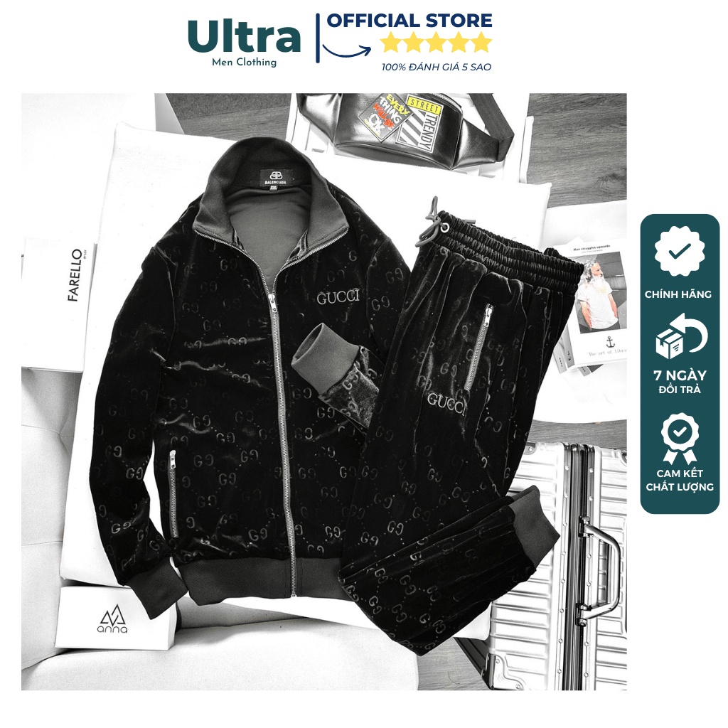 Đồ bộ thời trang thu đông cho nam kéo khóa chất nhung Hàng loại 1 Ultra Men TM-28 Đồ bộ nam mùa đông dài tay 2022