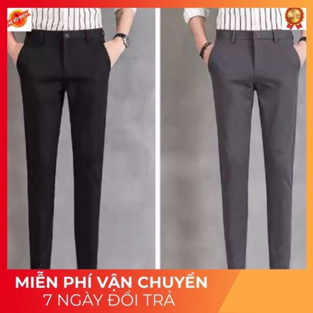 quần tây âu nam 2 màu đen, xám đậm công sở cao cấp vải mịn co giãn phong cách