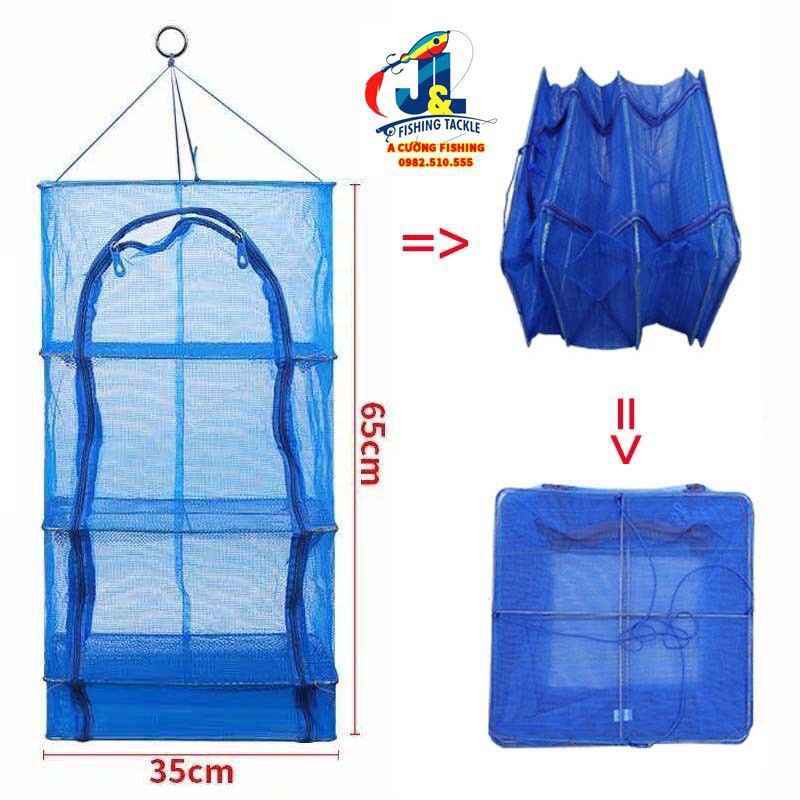 Lồng Lưới Treo 4 Tầng Phơi Cá 35x65cm
