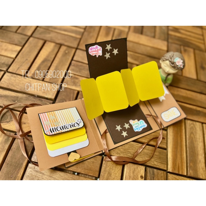 Scrapbook - album dán ảnh handmade- 15x15cm- dán 15 ảnh 6x9cm