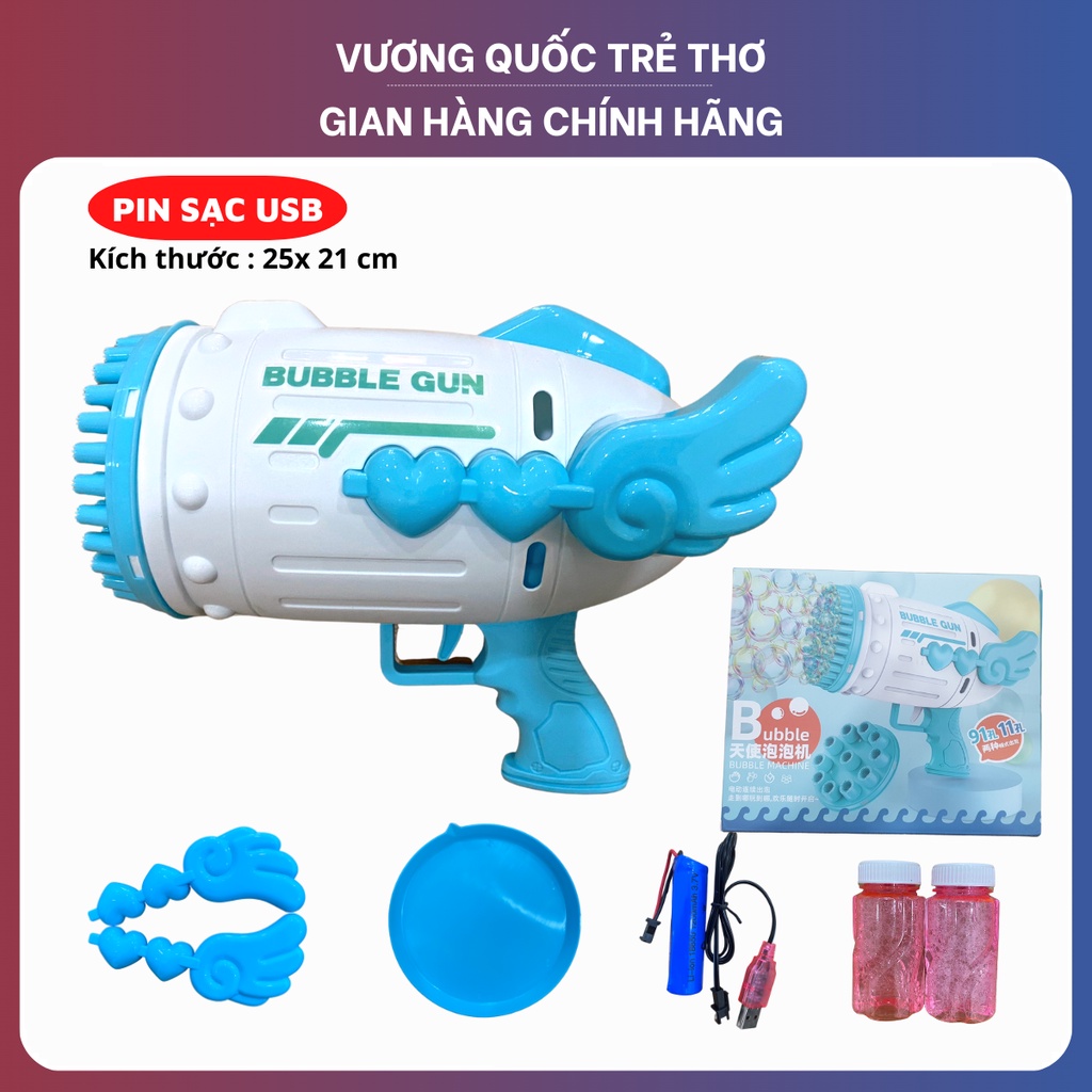 Súng Bắn Bong Bóng Xà Phòng 91 Nòng Siêu To Siêu Mạnh Cute Sử Dụng Pin Sạc Vuongquoctretho, Máy Thổi Bong Bóng Xà Phòng