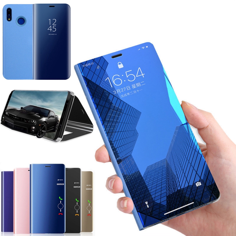 HSM luxury Case Xiaomi Redmi Note7 Note8 Note5 Note5A Note4X Case Clear View Smart Mirror Flip Stand Case