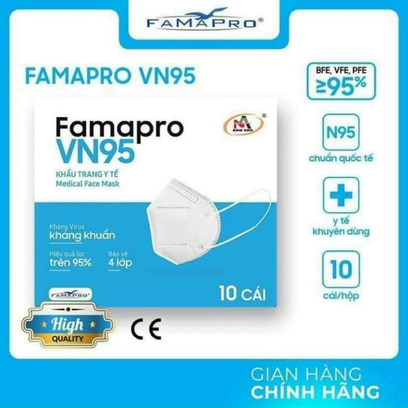 [N95 Famapro thùng 500 cái] Khẩu trang y tế VN95 Nam Anh - Hàng Chính Hãng