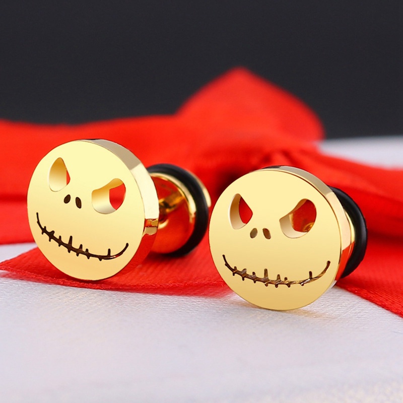 Bông Tai Bằng Thép Titan Hình Đầu Bí Ngô Phong Cách Halloween Thời Trang